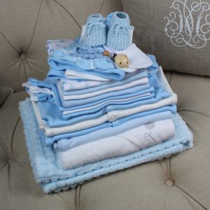 'Hospital Pack' - Blue - All the essentials you'll need for your newborn... nappies, sleepsuits, bodysuits all ready packed to pop into your birthing bag.