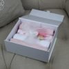 Pink muslin cloths gifted box by Baby Bouquets