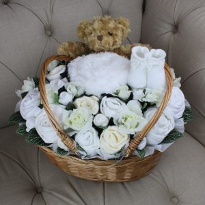 New Baby Gift - Basket with Numerous Baby Clothing Items