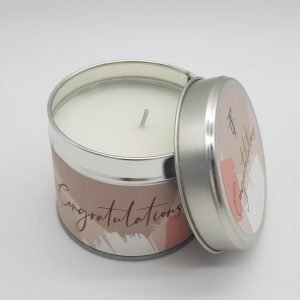Congratulations Candle in a round tin with a lid