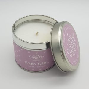 Baby Girl Candle in a round tin with a lid