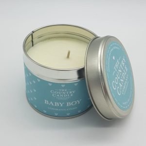 Baby Boy Candle in a round tin with a lid