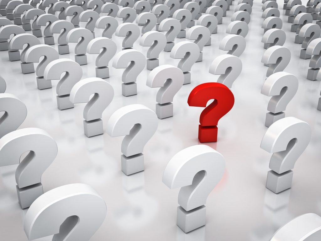 Photo of lots of question marks for FAQs